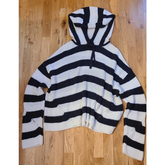 🆕️ Rag & Bone Sunny Cotton Stripe Hoodie Sweater Navy White Size Medium - Picture 12 of 16